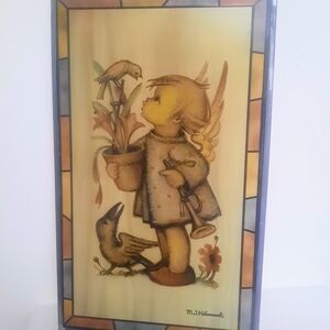 M J Hummel Leaded Glass Window Panel